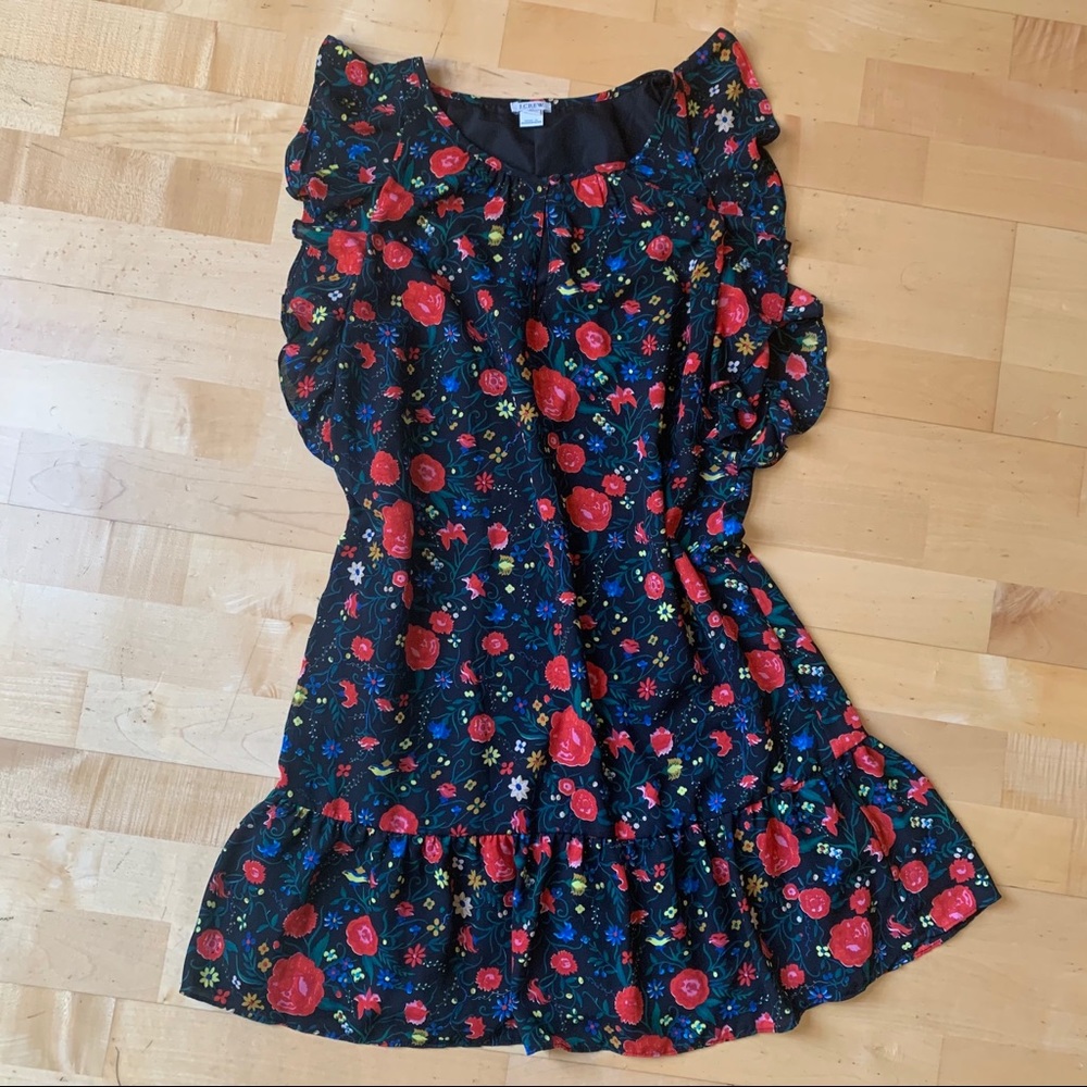 J. Crew Factory Ruffle Hem Floral Shift Dress